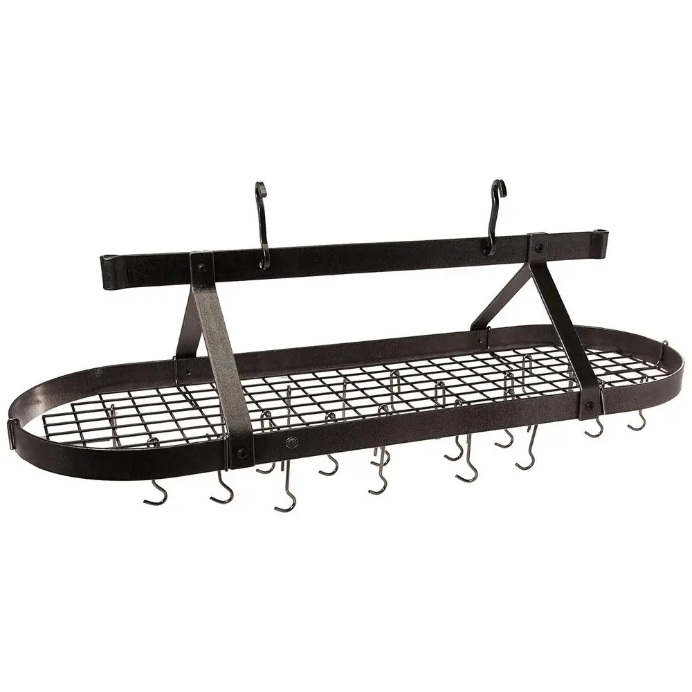 

Oval Hammered Steel Ceiling Pot Rack, 4-Foot Long