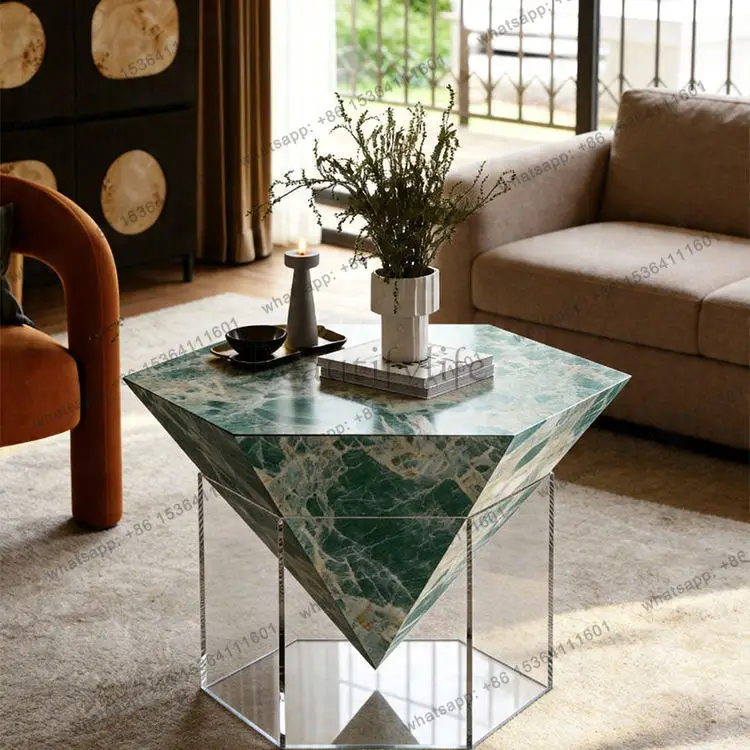 Italian light luxury acrylic hexagonal rock slab coffee table creative suspension table