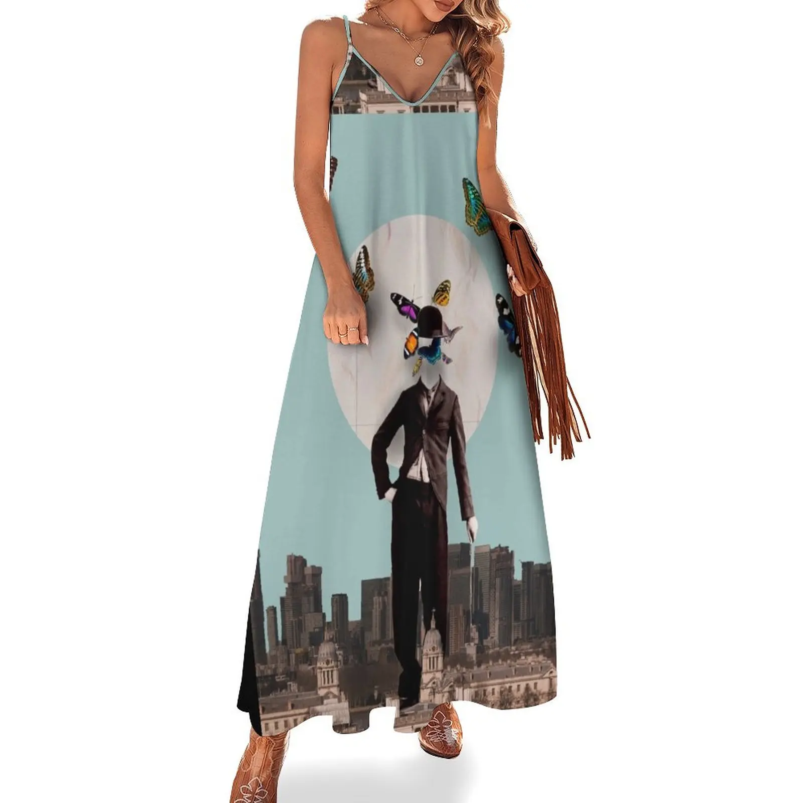 

Charlie chaplin collage Sleeveless Long Dress women clothes dresses for official occasions clothes for woman Dress