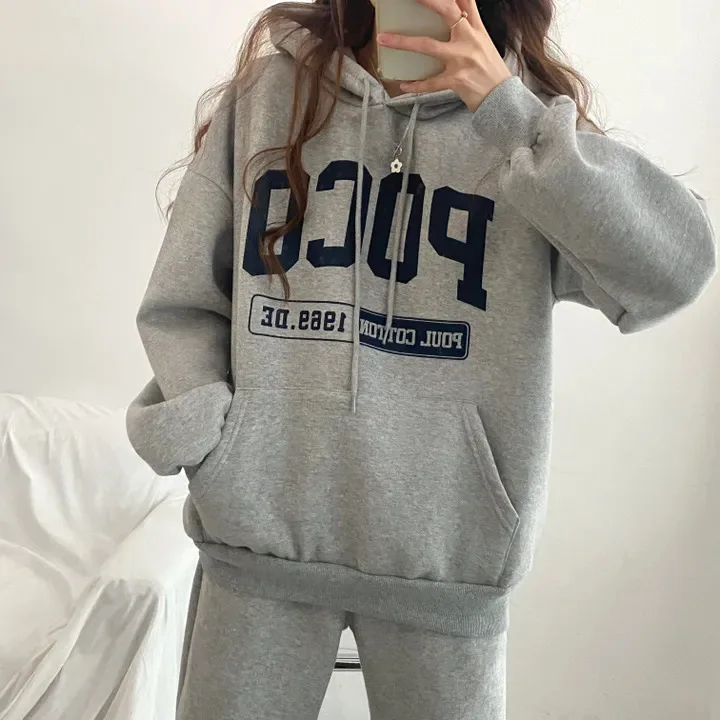 Casual Design 2 Piece Sets Popular Outfits Fashion Letter Printed Hoodies Women Tracksuits Autumn Winter Suits Mujer All-match