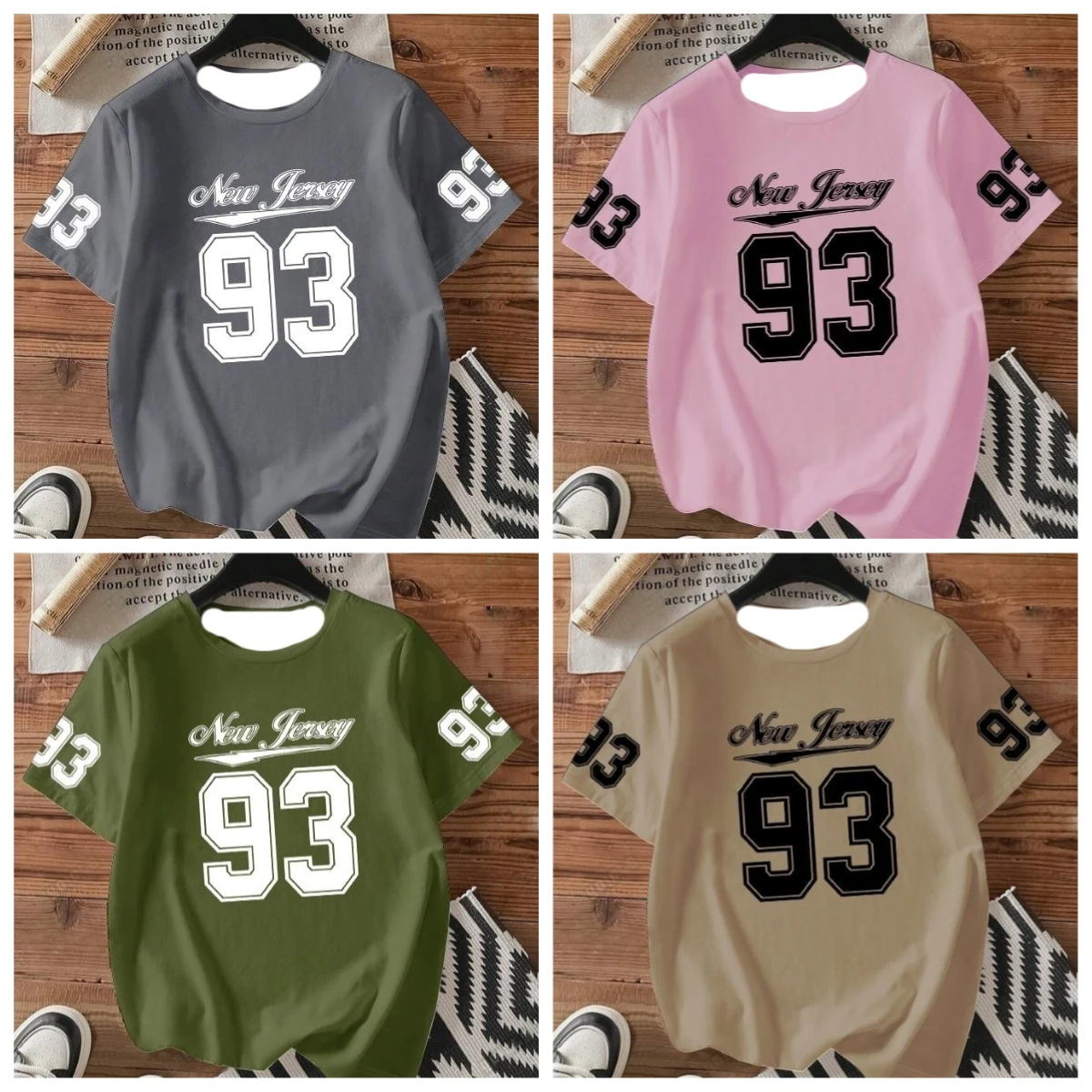 

25/26 New American T-shirt Large Number 93 Casual Y2K3D Printed Trendy Street Adult Men and Women Summer Versatile Trend