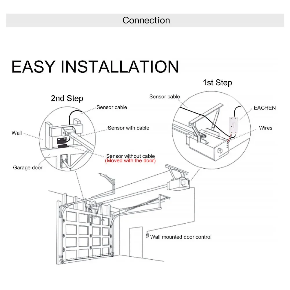 WiFi Smart Garage Door Smart Life APP Remote Control Open Close Monitor Compatible With Alexa Echo Google Home No Hub Require