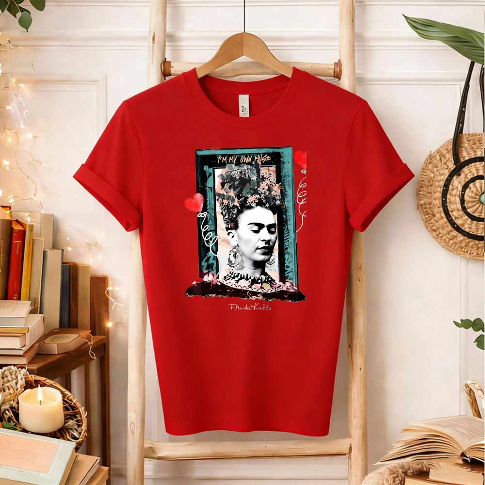 I Am My Own Muse Frida Kahlo Collage T-Shirt Feminist Mexican Artist Graphic Tee Art Lover Gift for Frida Fans Short-sleev view 4