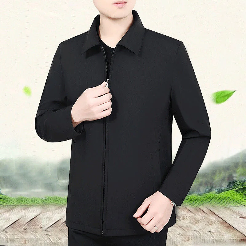 Abrigos informales holgados con solapa y cremallera para hombre, ropa de gran tamaño, Tops coreanos, chaquetas que combinan con todo, Color sólido, invierno, 2023