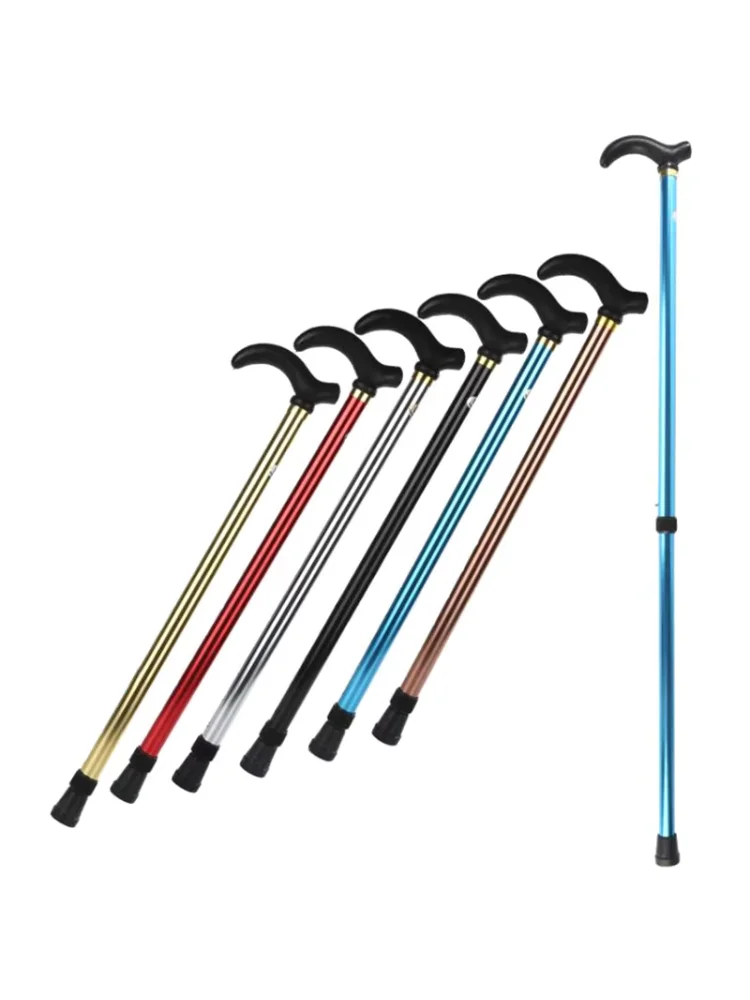 1PC 75-90cm Aluminum Alloy Adjustable Walking Stick 2 Section Stable Anti-Skid Crutch Old Man Hiking Cane Height