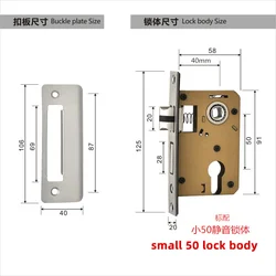 Double tongue lock body 50 Lock body Indoor bedroom door lock accessories Wooden door lock Mute lock body lock core