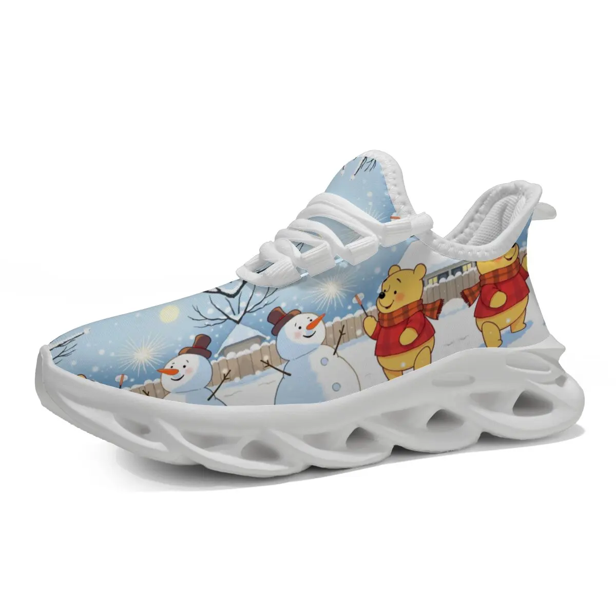 

Winnie the Pooh Winter Christmas Snowman Print Sneakers Disney Spring Autumn Versatile Running Shoes for Kids Girls Sneakers