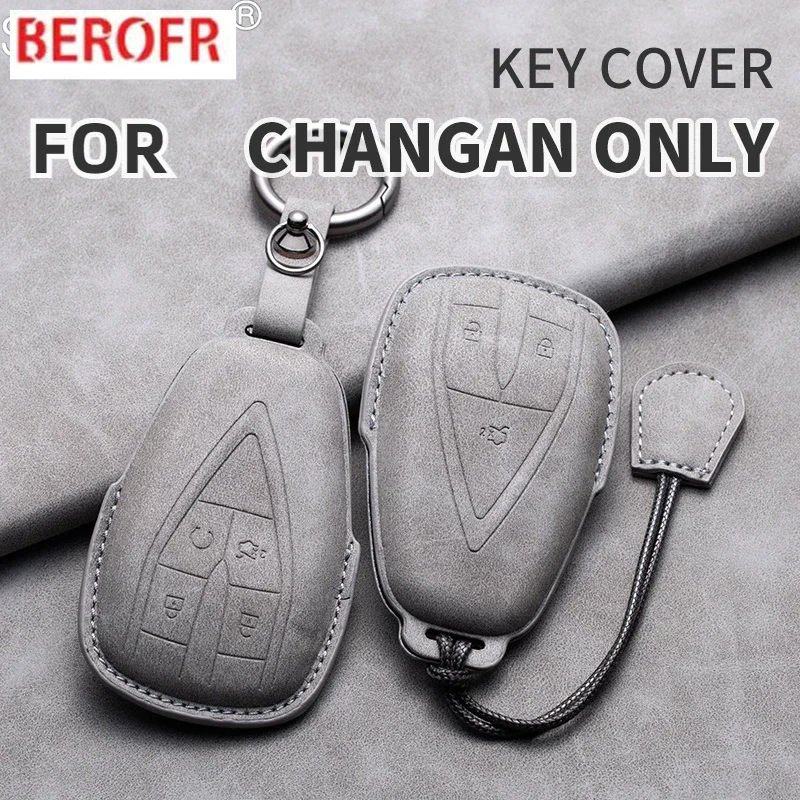 Leather Car Key Fob Case Cover For Changan CS35PLUS CS35 Plus CS55 PLUS CS75 PLUS Eado UNI-T UNI K Oushang X5 X7 EV 2019-2022