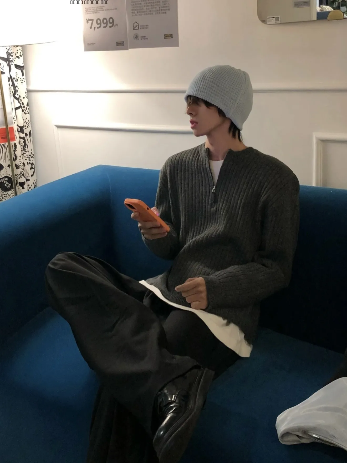 

American Sle Vintage f Zip Knitted Sweater Men's Casual All-Match Lazy Sle Autumn Winter Cleanfit Loose Fit Long Sv...