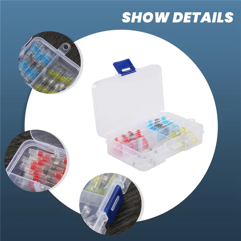 

50Pcs Solder Seal Wire Connector Sopoby Solder Seal Heat Shrink Butt Connectors Terminals Copper(23Red 12Blue 10White 5Yellow)-A