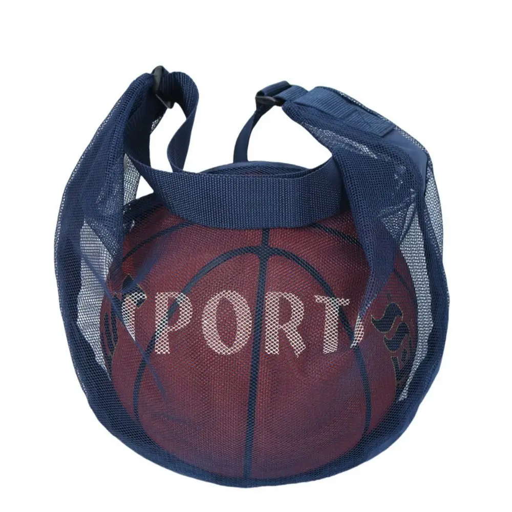 Adjustable Basketball Mesh Bag Mesh Fabric Single Shoulder Crossbody Ball Bag Lightweight Zipper Pocket Soccer Storage Case