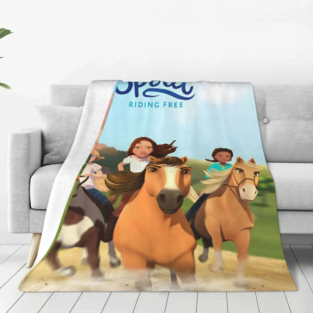 Spirit Riding Free Cartoon Horse Merch Blanket Graphic Print Blankets Suprise Gifts