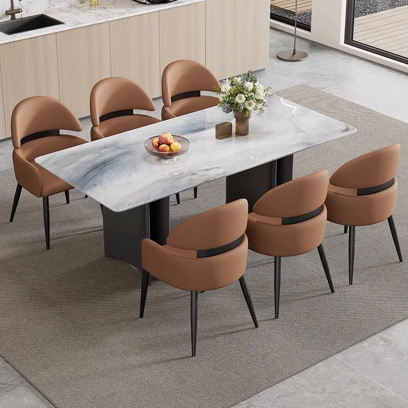 Italian Minimalist Dining Chairs Leather Nordic Vintage Trendy Dining Chairs Lazy Party Sillas Para Sala De Estar Furniture