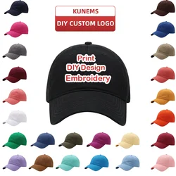 KUNEMS Custom Embroidery Baseball Hat High Quality Cotton Baseball Hats Unisex Design DIY Wholesale Print Custom Summer Sun Hats