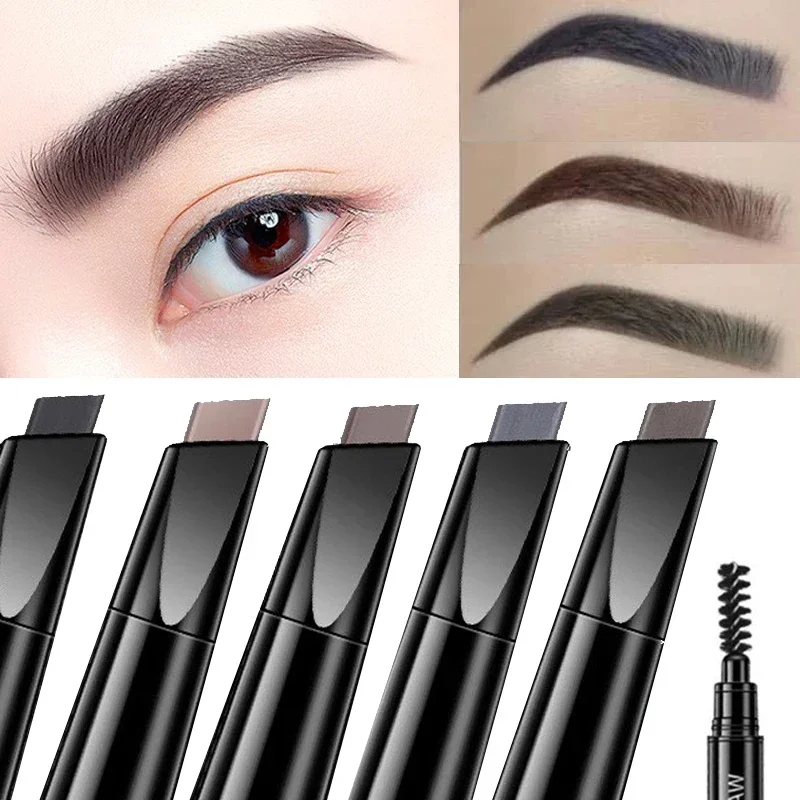 5Color Double-headed Eyebrow Pencil Auto-rotating Refill Waterproof Long Lasting Eye Brow Tattoo Pen Black Brown Eyebrows Makeup