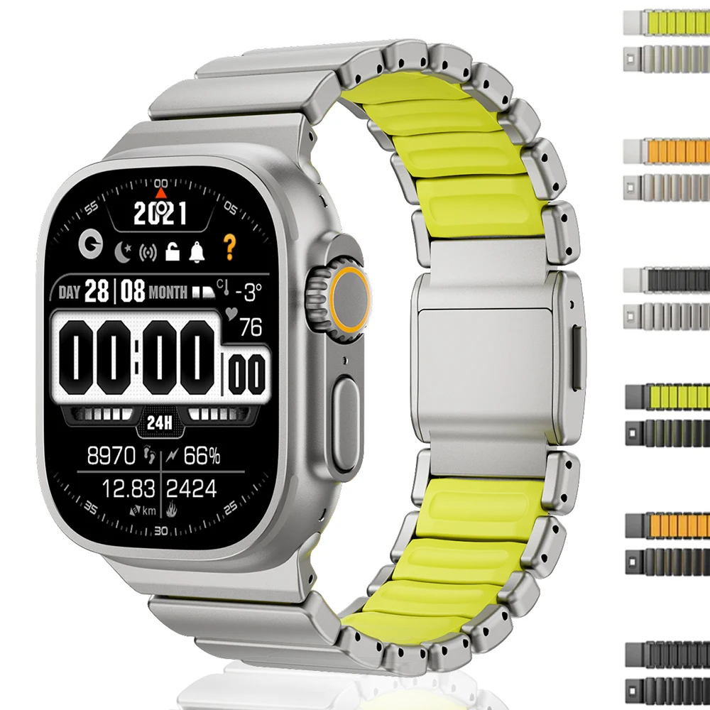 Luxuriöses Metallarmband für Apple Watch Ultra 49mm 46 45 44 Edelstahl Magnetband für iWatch 11 10 9 8 7 6 5 4 SE3