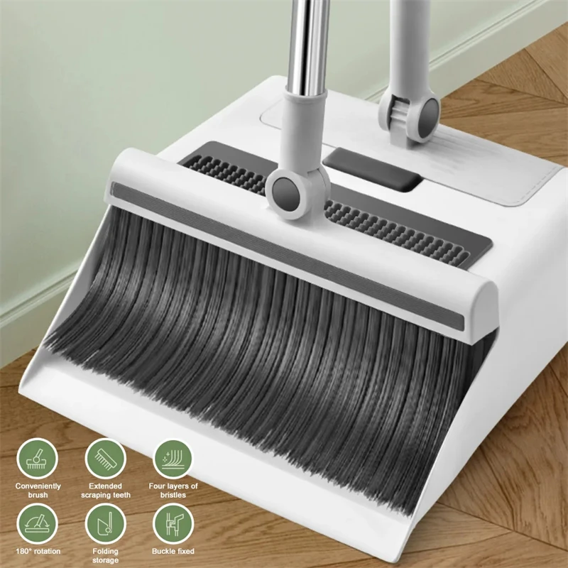 Multifunction Broom Dustpan Floor Brush Set Indoor Non-stick Hair Broom Long Handle Broom With Stand Up Dustpan Cleaning Tools