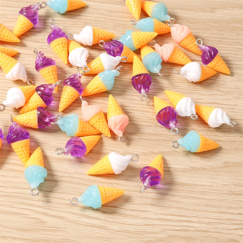 10 Stück 10x26mm Bunte Harz-Eiscreme-Anhänger für Schmuckherstellung, Halsketten, Ohrringe, Armbänder, DIY-Bastelarbeiten, Geschenke – Detail 7