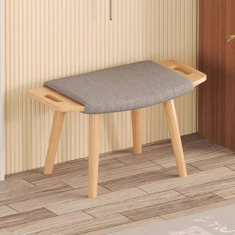 Solid Wood Entryway Shoe Bench, Space-Saving Soft-Padded Seating Stool for Living Room or Dorm, Stable Build  Easy Installation