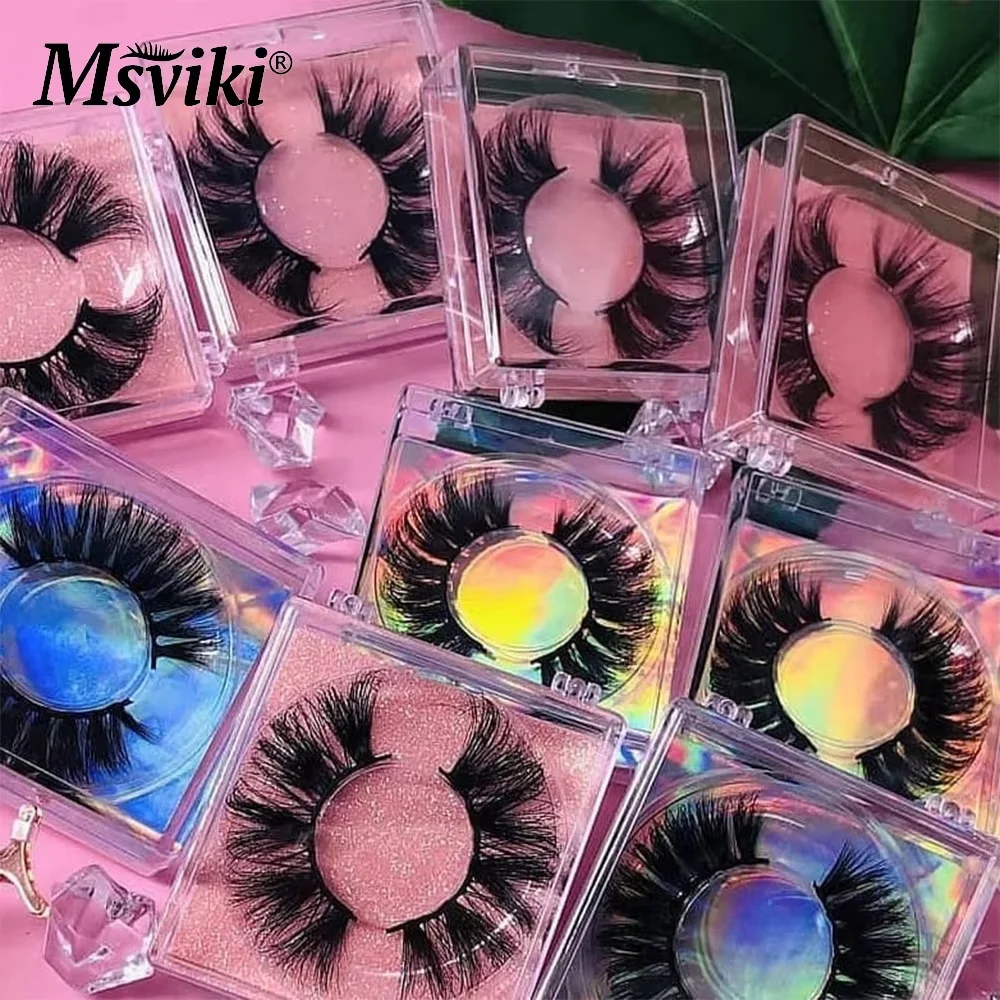 Bulk Großhandel flauschige 22-25mm Nerz Wimpern Box Paket liefert Make-up chaotisch 5d 8d Nerz Wimpern handgemachte falsche Wimpern Verkäufer – Detail 4