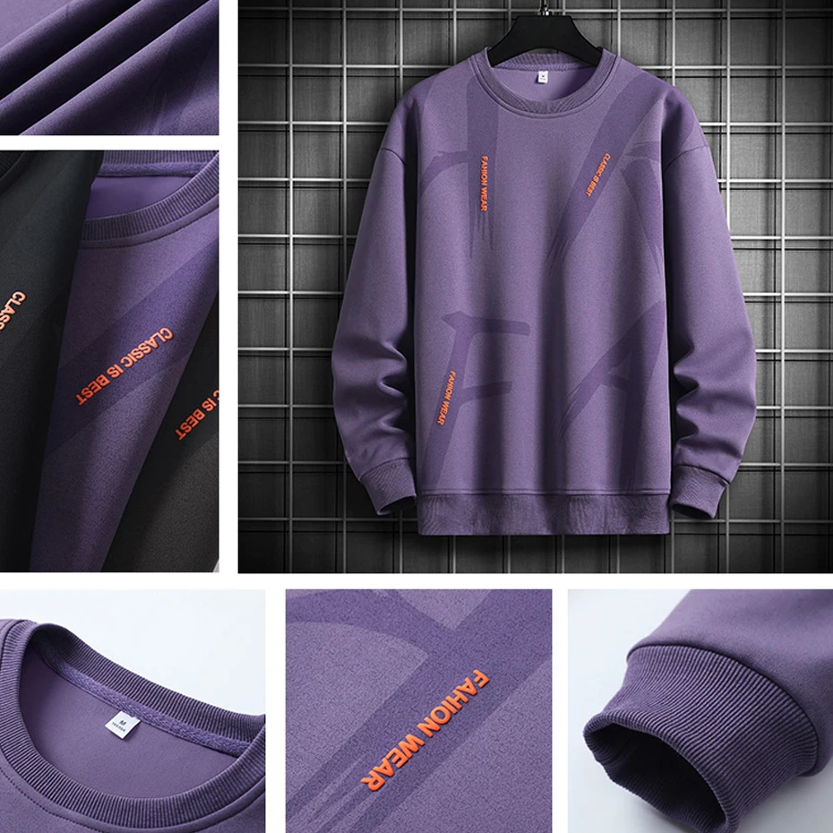 8XL Plus Size Sweatshirts Men Spring Autumn Sweatshirt Fashion Casual O-neck Pullover Male Big Size 8XL