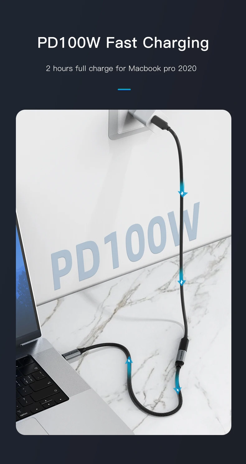 CABLETIME USB-C Verlängerungskabel Typ C Gen 2 Verlängerungskabel 4K 60Hz PD100W 10Gbps für Macbook Laptop iPhone Verlängerungskabel – Detail 4