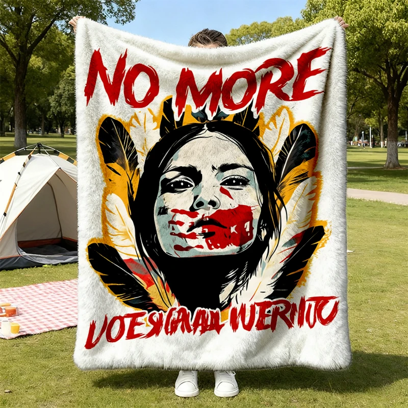 No More Stolen Sisters Flannel Blanket, Native Flannel Throw, MMIW Cozy Blanket