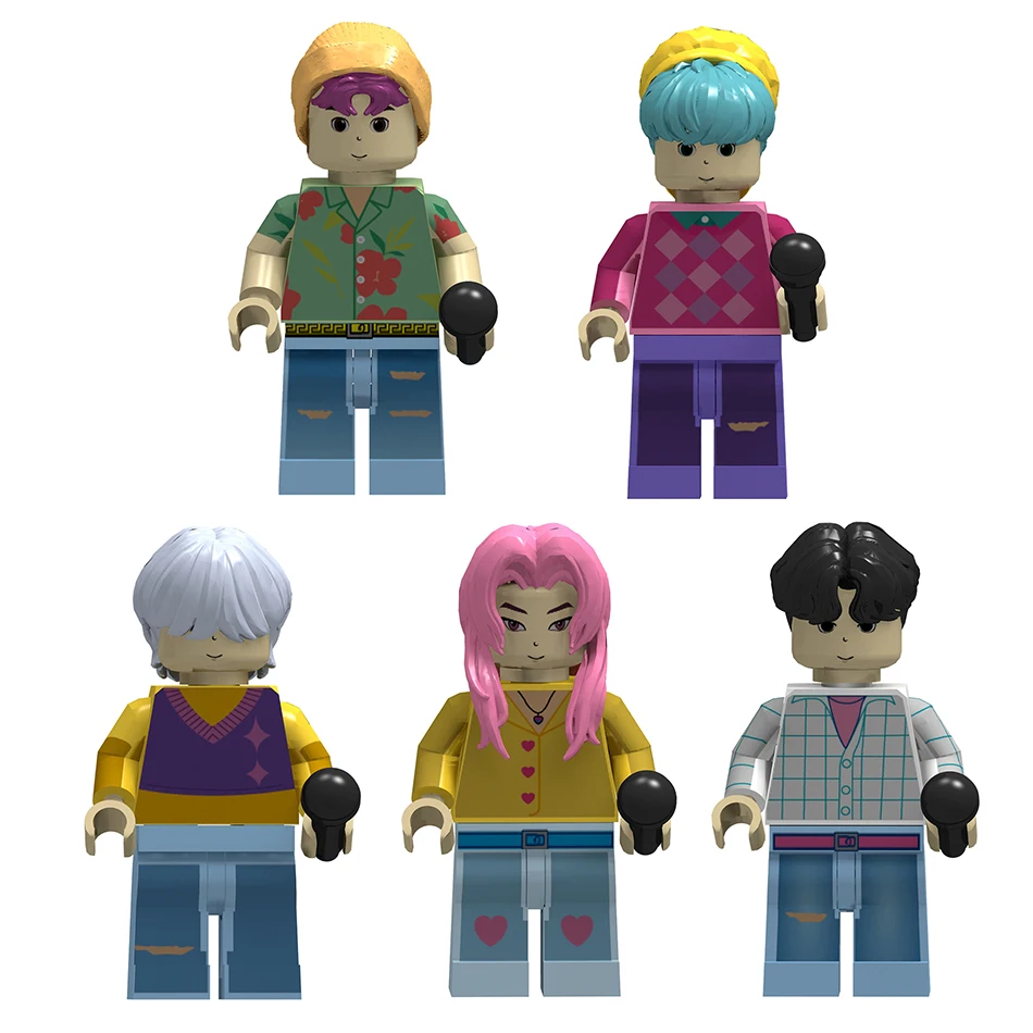 New KPOP Demon Hunters Cartoon Building Blocks Doll Kawaii Mini Action Figure Head Assembly Toys Children's Toys Christmas Gift