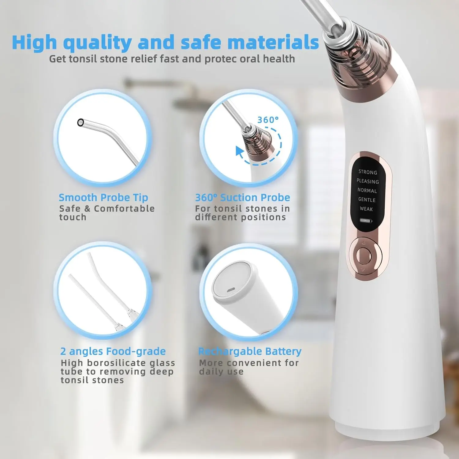 Tonsil Stone Remover Kit Electronic Vacuum Oral Care Mouth Cleaner with 5 Suction Modes 10 in 1 Instant Suction Tools