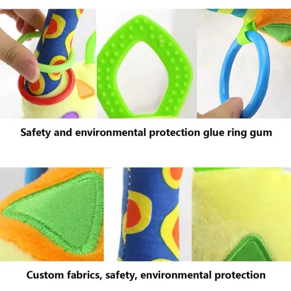 Clochettes d'animaux girafe en coton PP, éducation précoce, résistant à l'usure, hochets de girafe pour nouveau-né, jouets en peluche, animaux de dessin animé