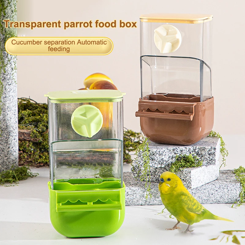 4color Small Bird Feeder Parrot Automatic Feeder Transparent Food Container Cage Anti-Spill Food Tray Bird Feeding Tool
