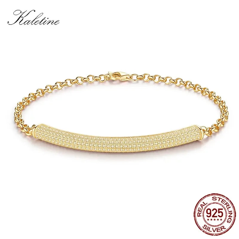 KALETINE 925 Sterling Silver Bracelet Women Zirconia Micro Pave Luxury Charm Friendship Gold Bracelets Jewelry Gift for Girl