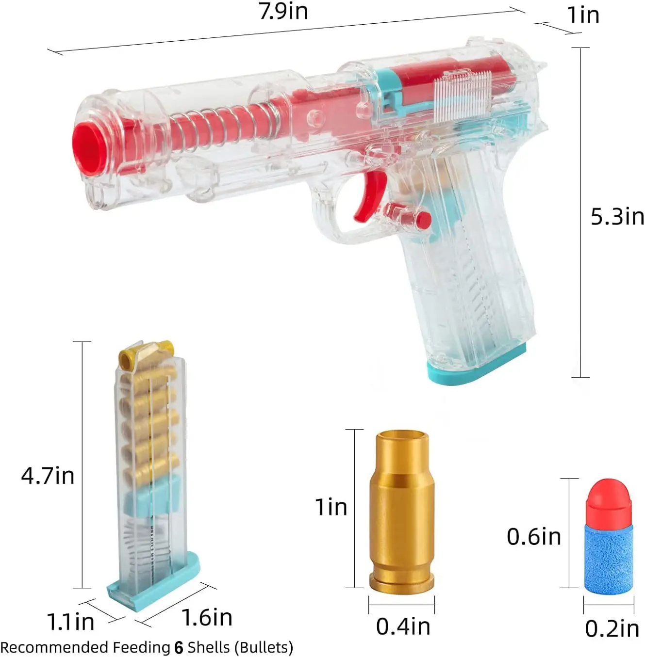 Transparente Glock Toy Gun para meninos, balas macias ao ar livre, pistola manual, Airsoft, CS Game, ejeção revólver, presente de aniversário, 2023