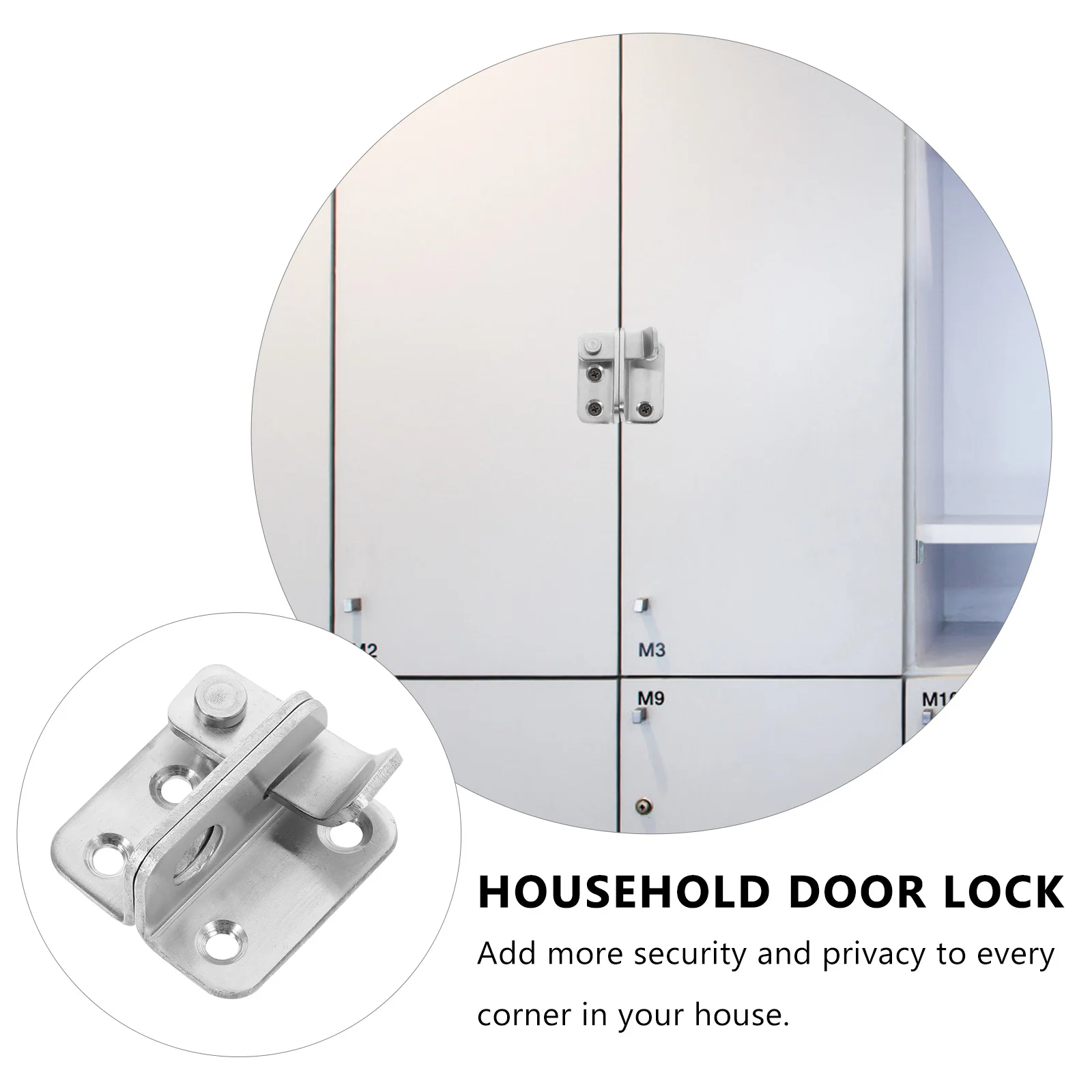 

2Pcs Wear-Resistant Stainless Steel Door Buckle Rust-Proof Safety Latch for Wooden Door Window Anti-Theft Household Lock