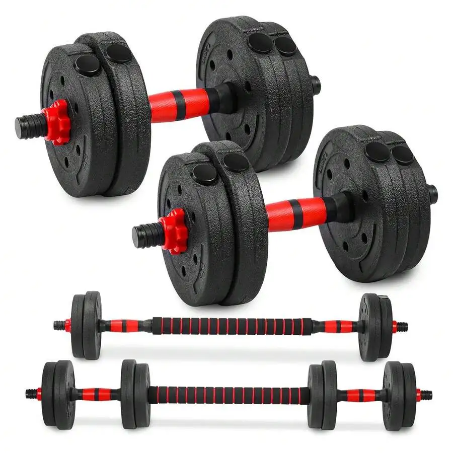 22lbs Free Weight Set With Connector, Adjustable Weights Dumbbells Set Used As Barbell, Push Up Stand, Ergonomic Grip, Anti-Slip