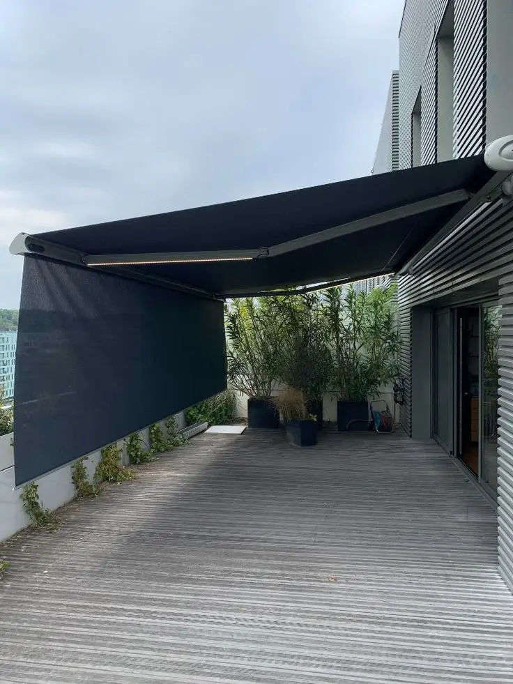 

Box Aluminum Alloy Car Side Awning Aluminum Electric Full Cassette LED Light Remote Controlled Motorized Folding Awning Outdoor