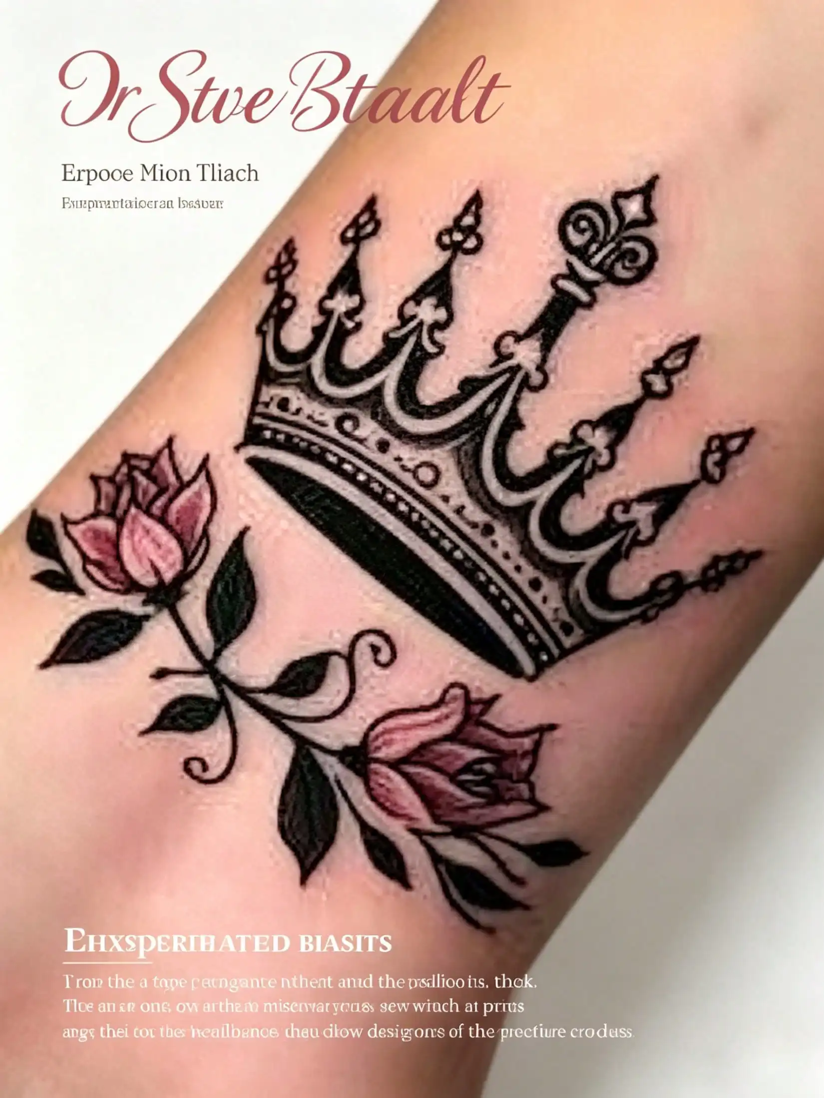 

6pc Multi-Color Crown & Rose Temporary Tattoo Sticker, Waterproof Arm Band Tattoo Decal Sticker, Suitable For Fashion Followers, Style