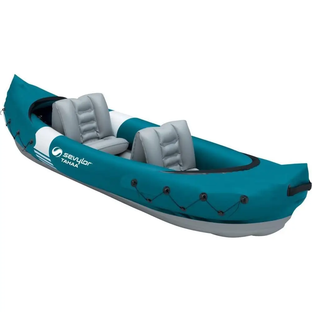 Kayak Tahaa, canoa inflable para 2 personas, bote inflable, bote a remo con carcasa exterior de PVC resistente, correas para sujeción rápida