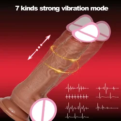 Vibrador Vibrador realista para mulheres, Vibradores de aquecimento telescópico, Masturbação Feminina Pênis, Sex Toys, Máquina adulta, Swing