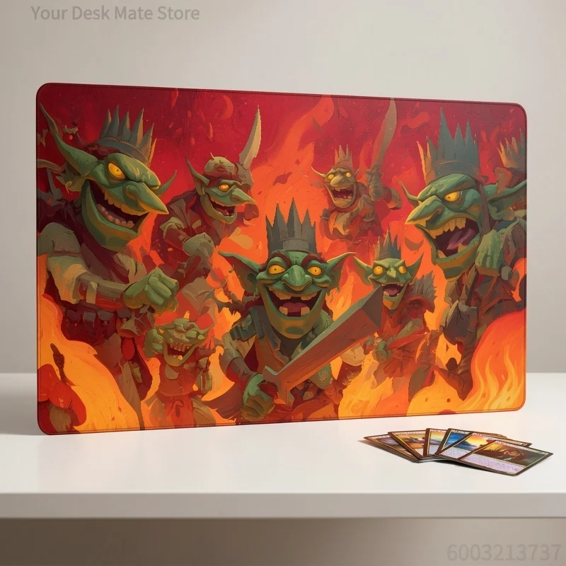 Goblin Horde Fire Battle Magic Party Game Mat Durable Rubber for TCG Games 35X60cm Mouse Pad Offices Desk Mats Friendly Design