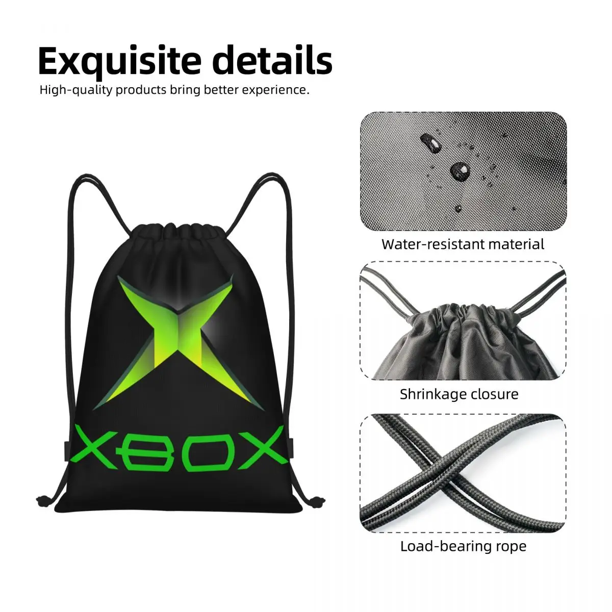 Custom Classic Xboxs Logo Drawstring Bag Men Women Lightweight Game Gamer Gifts Sports Gym Storage Backpack