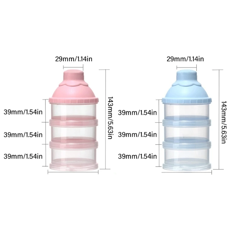 3 Compartment Formula Container for Travel Stackable Formula Dispenser Baby Snacks Storage Box Portable Milk Powder Box H37A