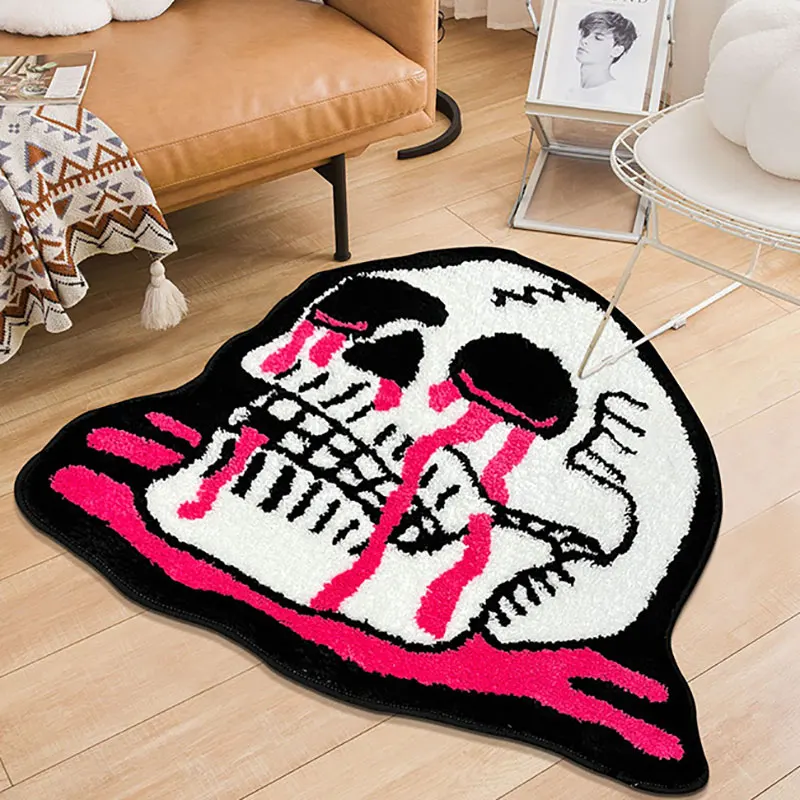 Halloween Black and White Creative hat Carpet Skull Rug Soft Fluffy Bedroom Rugs Living Room Decoration Floor Mat Non-slip 러그