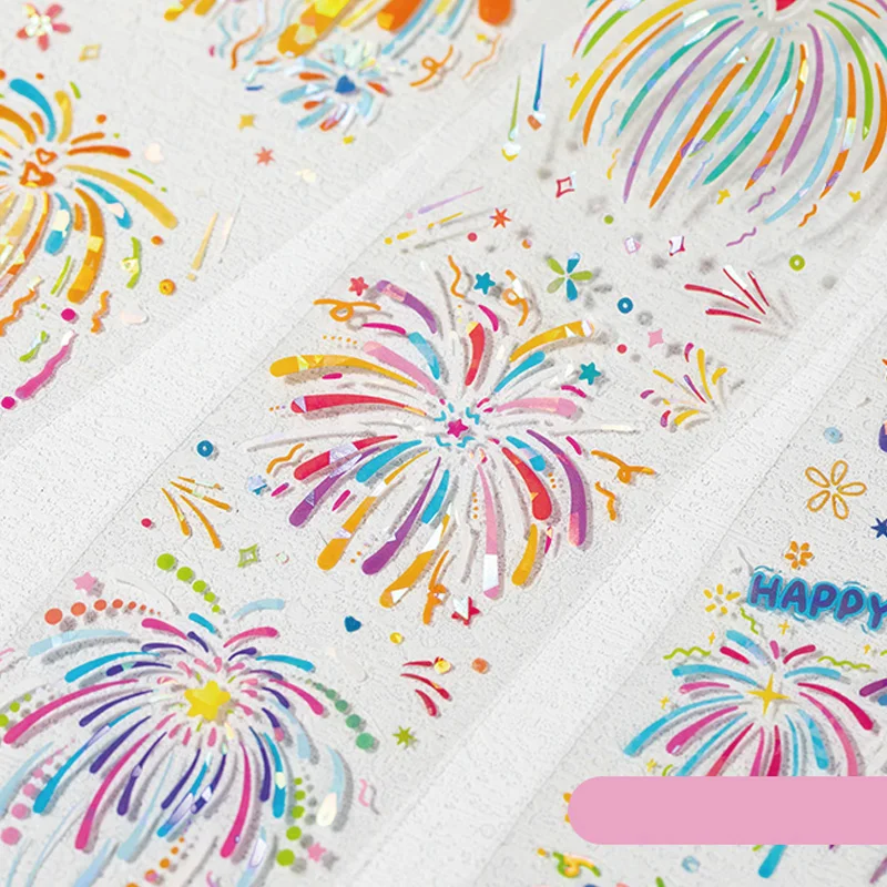 السيد ورقة 4 نمط 1 لفة/حقيبة زهرة النار قذيفة فورية ضوء الحيوانات الأليفة يموت قطع الشريط كتيب DIY بها بنفسك سجل القصاصات كتاب صور التقويم #4