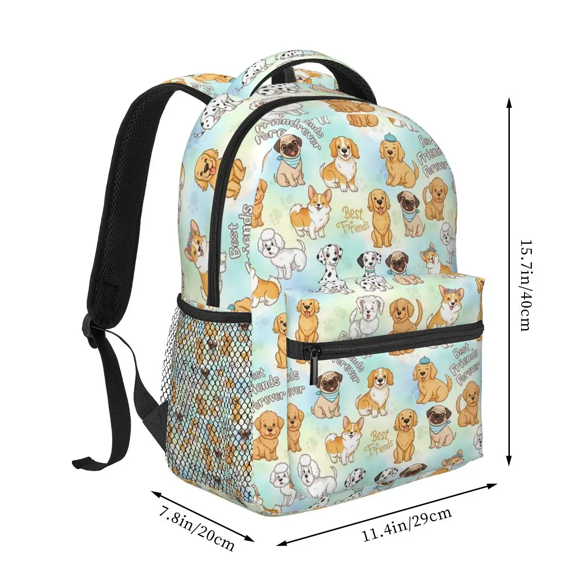 Dog Playful Canine Delightful Puppy Student Backpack School Bag Hiking Travel Daypack for Men Women Bookbag Shoulder Bags