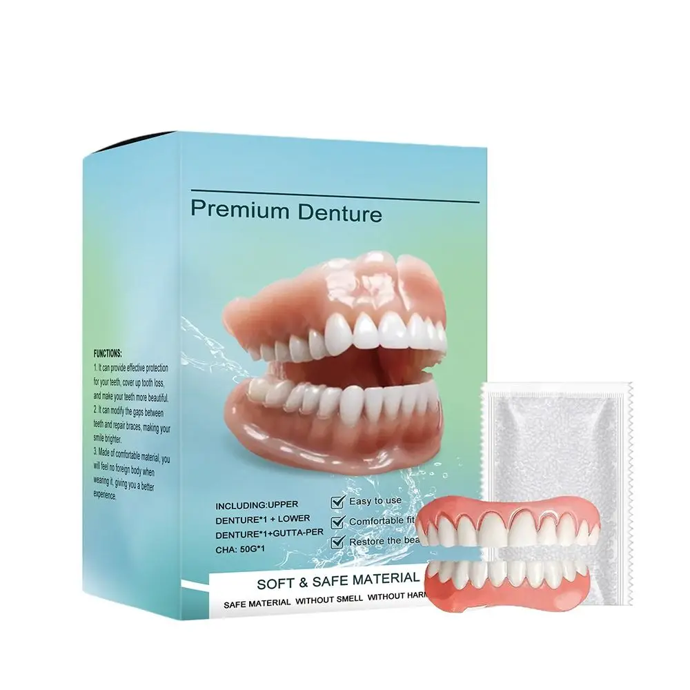 Resin Teeth Grooming Kit Comfortable And Firm Soft Denture Reline Kit Instant Safe And Durable Full Set Dentures