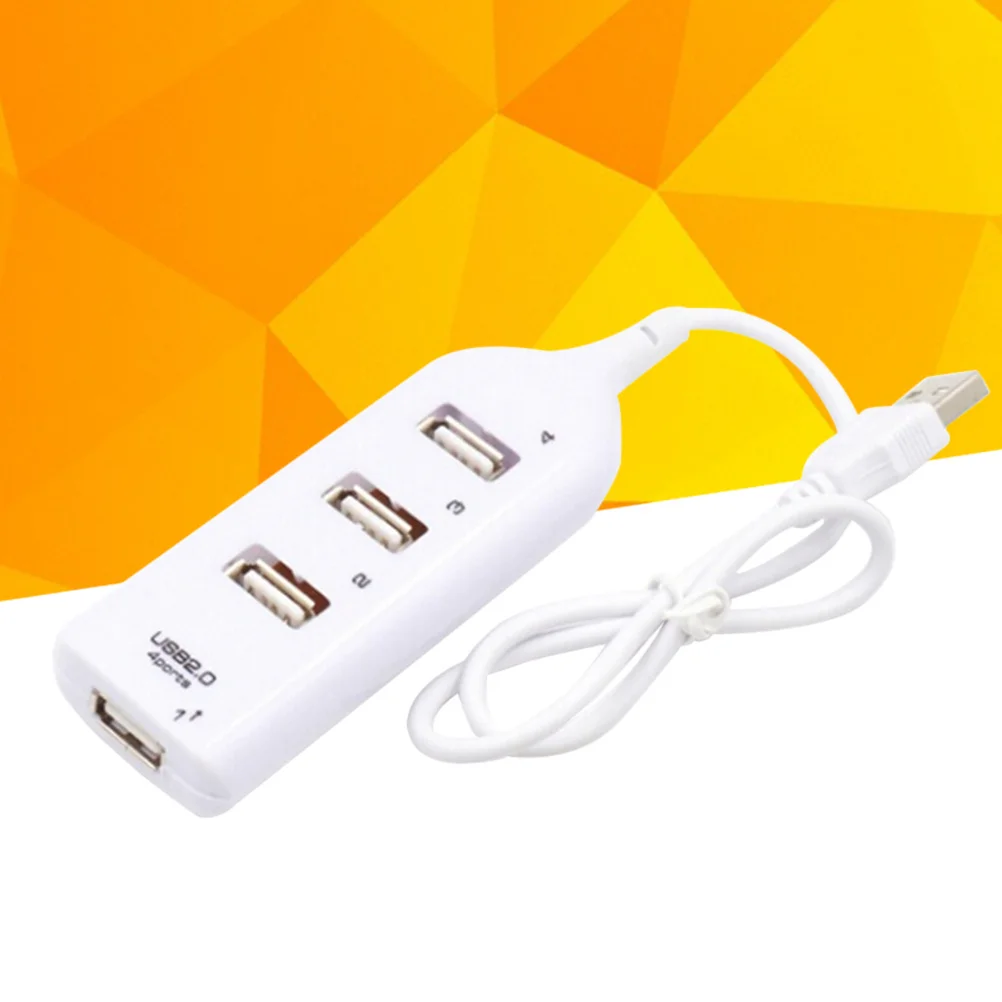 

4-портовый концентратор USB 2,0, концентратор расширения данных, разветвитель, защита от перегрузки по току, Plug Play для ноутбука, ПК, настольного планшета, белый цвет