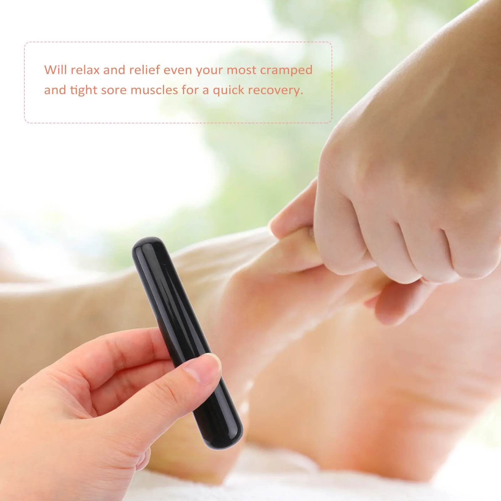 Obsidian Massage Stick Black Perfect for Leg Arm Back Neck Waist Relax Cramped Sore Muscles Acupuncture Therapy Tool Massaging