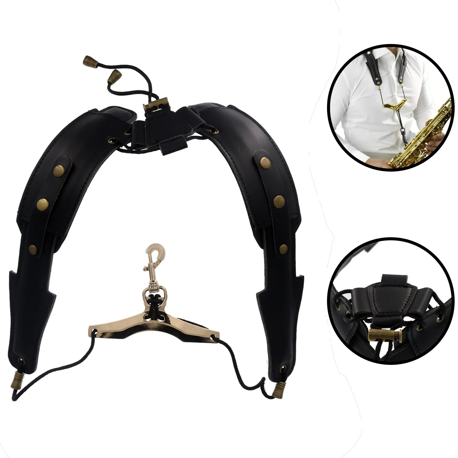 

Saxophone strap, saxophone double shoulder leather strap, lanyard, alto tenor universal strap