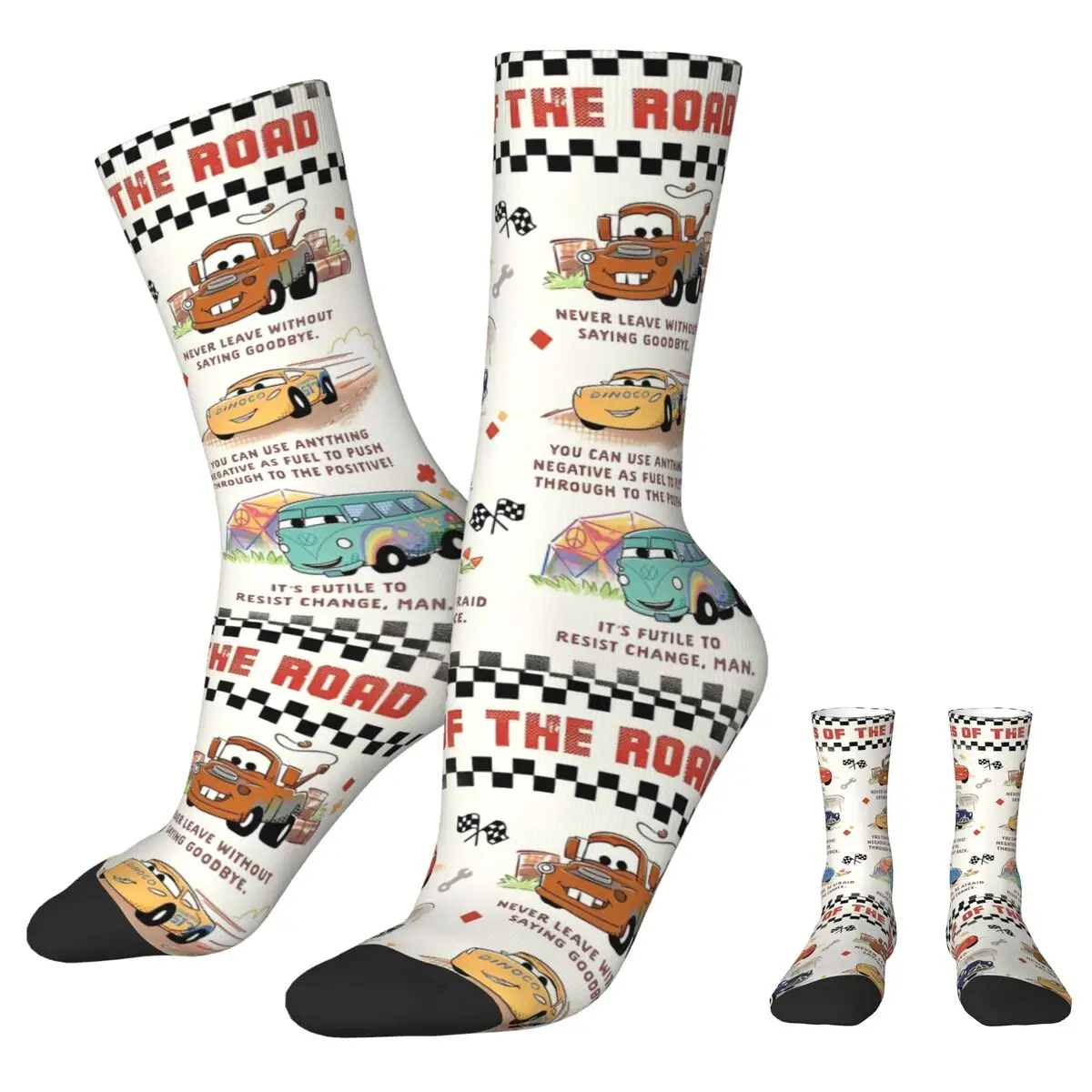 Fashion Cars Rules Of The Road Basketball Socks McQueen Sally Polyester Long Socks for Unisex